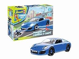 REVELL Junior Kit simple à monter et démonter PORSCHE 911 CARRERA S  avec piéces mobiles et accessoires lumières et son Les miniatures pour jouer