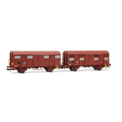 JOUEF 2-unit pack Gs wagons , brown livery  , one with rear red lights SNCF ep IV Trains