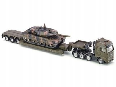 SIKU camion semi-remorque surbaissé pour transport de char militaire (avec char Léopard) Toys