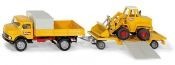 SIKU Mercedes Benz 710 with wheel loader Kramer 411 and trailer (340x 97x 65mm) Toys