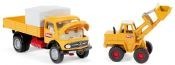 SIKU Mercedes Benz 710 with wheel loader Kramer 411 and trailer (340x 97x 65mm) Toys