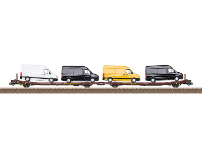 TRIX couplage de wagons plats Laads TWA ep VI (chargé de 4 VW Crafter) Echelle HO