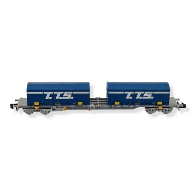 ARNOLD wagon à bogies Sgss gris Novatrans chargé de 2 conteneurs TTS ep V Trains
