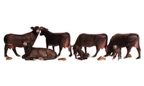 WOODLAND SCENICS  figures set  Black Angus Cows Accessories