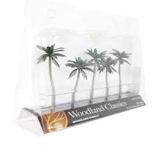 WOODLAND SCENICS set of 5 palm trees (4 inch 3/4 - 5  inch1/4 hight) Kits and landscapes