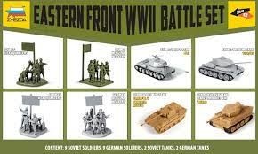 ZVEZDA  Eastern front VWII battle set with figures , accessories and tanks Kits and plastic figures